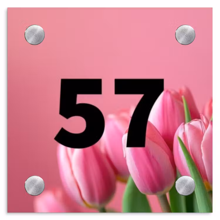 Roze tulpen - Traditioneel Naambord Vierkant klein -3d