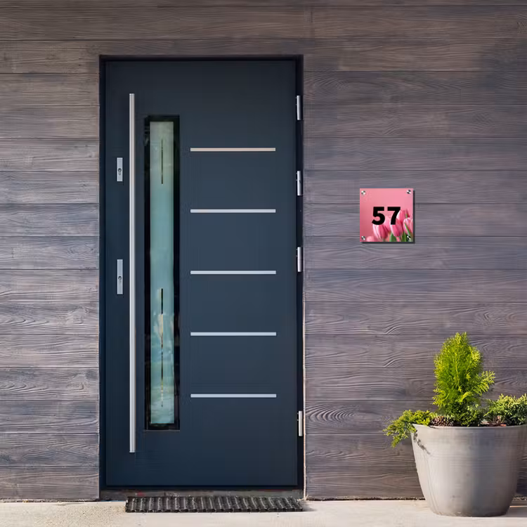 Roze tulpen - Traditioneel Naambord Vierkant klein -sfeer11-XS