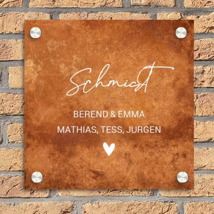 Roest - Sierlijk Naambord Vierkant klein -sfeer1