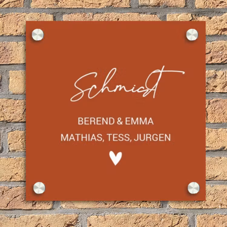 Roestbruin - Sierlijk Naambord Vierkant klein -sfeer1