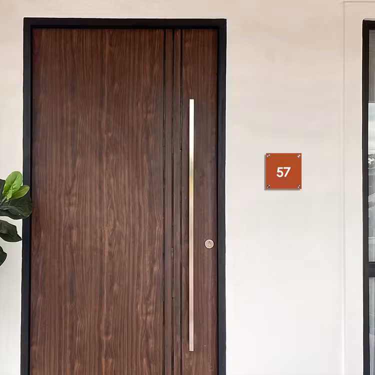 Roestbruin - Traditioneel Naambord Vierkant klein -sfeer10-XS