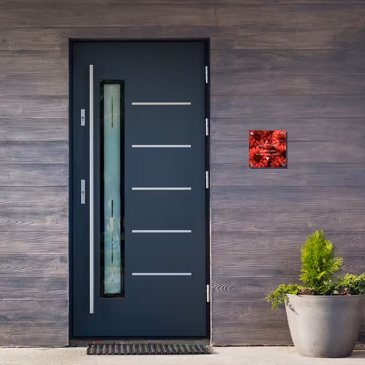 Rode bloemen - Sierlijk Naambord Vierkant klein -sfeer11-XS