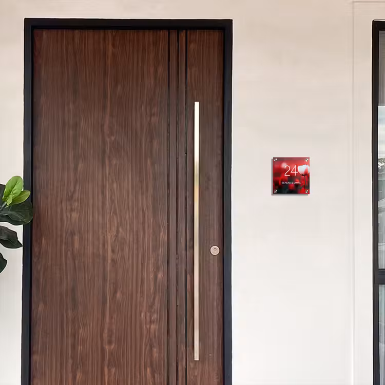 Rode tulpen - Klassiek Naambord Vierkant klein -sfeer10-XS