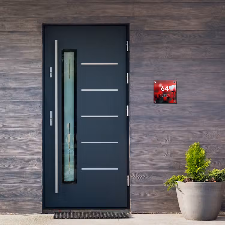 Rode tulpen - Modern Naambord Vierkant klein -sfeer11-XS