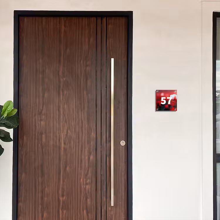Rode tulpen - Traditioneel Naambord Vierkant klein -sfeer10-XS