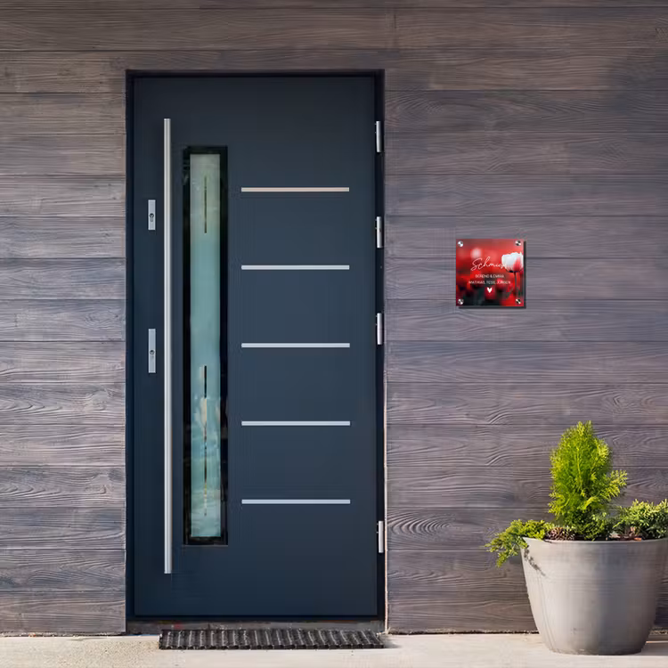 Rode tulpen - Sierlijk Naambord Vierkant klein -sfeer11-XS