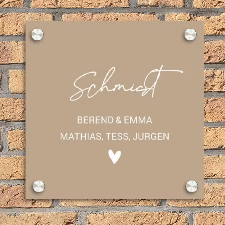 Zandkleur - Sierlijk Naambord Vierkant klein -sfeer1