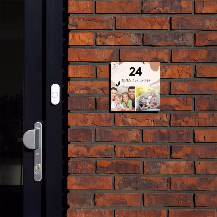 Zachte tinten met foto's - Klassiek Naambord Vierkant klein -sfeer1-XS
