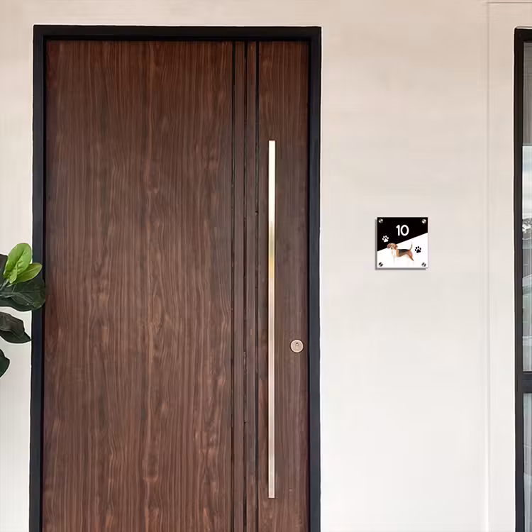 Zwart wit - Huisdier - Beagle Naambord Vierkant klein -sfeer10-XS