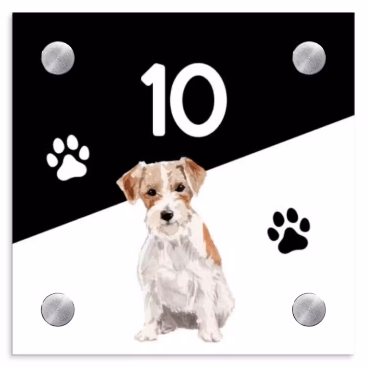 Zwart wit - Huisdier - Jack Russel Naambord Vierkant klein -3d