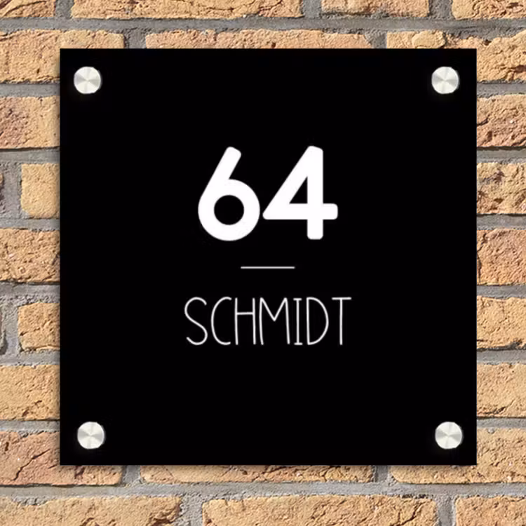 Zwart vlak - Modern Naambord Vierkant klein -sfeer1