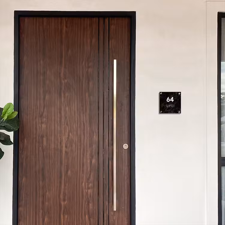 Zwarte marmer - Modern Naambord Vierkant klein -sfeer10-XS