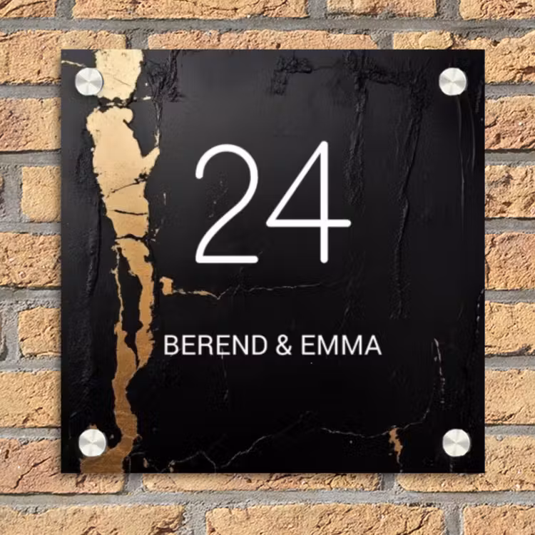 Zwart goud structuur - Klassiek Naambord Vierkant klein -sfeer1
