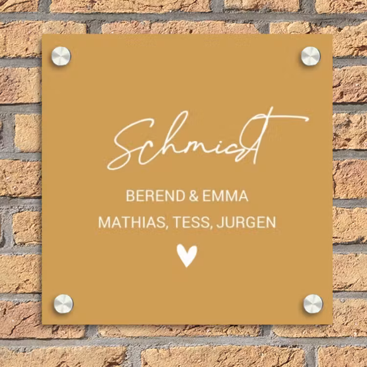Mosterdgeel - Sierlijk Naambord Vierkant klein -sfeer1
