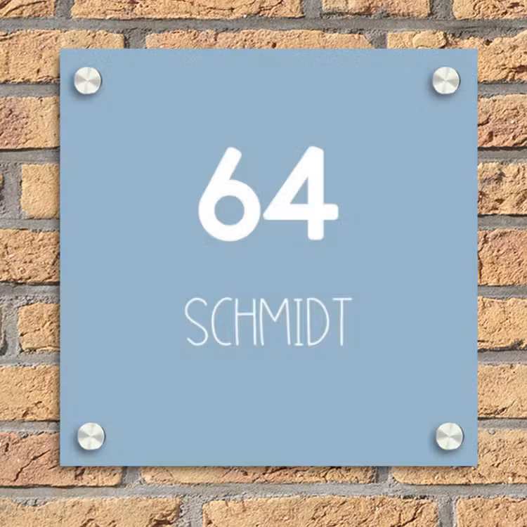 Effen - Lichtblauw - Modern Naambord Vierkant klein -sfeer1