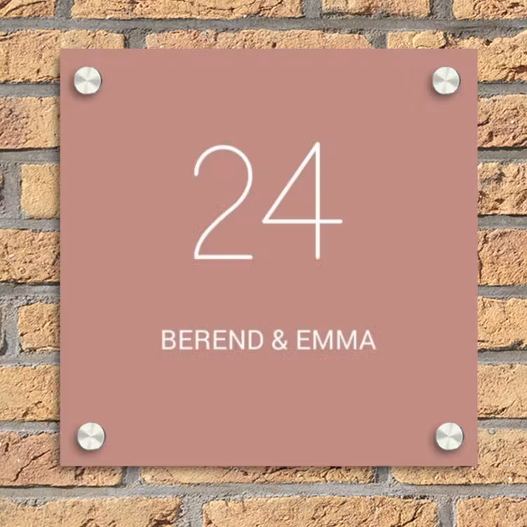 Effen oudroze - Klassiek Naambord Vierkant klein -sfeer1