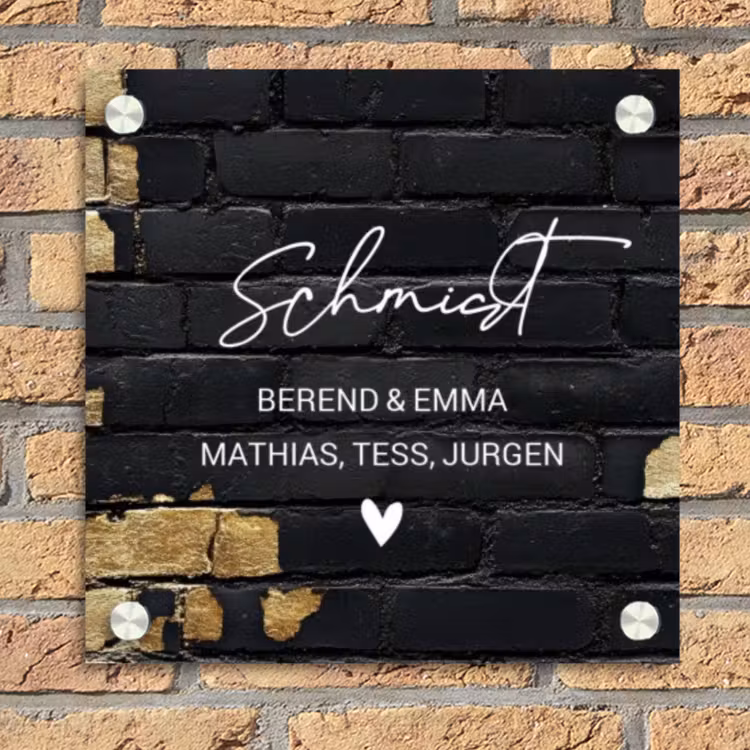 Stenen goud zwart - Sierlijk Naambord Vierkant klein -sfeer1