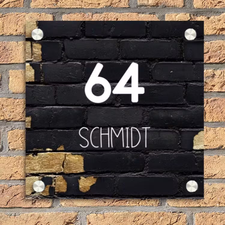 Stenen goud zwart - Modern Naambord Vierkant klein -sfeer1
