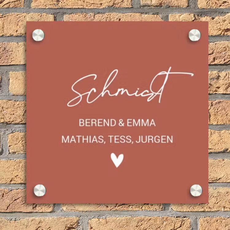 Terracotta - Sierlijk Naambord Vierkant klein -sfeer1