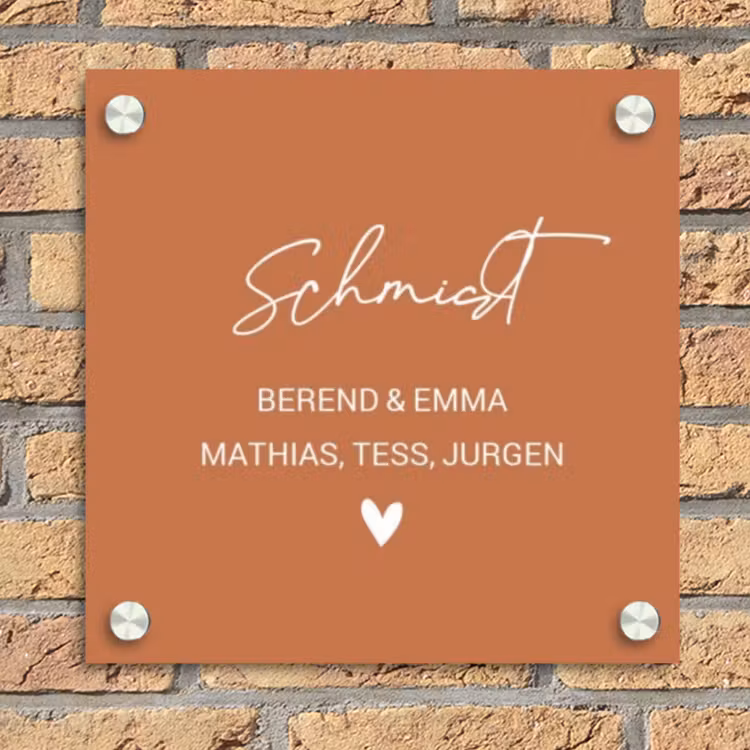 Terracotta - Sierlijk Naambord Vierkant klein -sfeer1