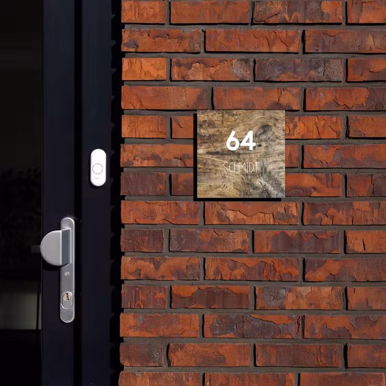 Verweerd hout - Modern Naambord Vierkant klein -sfeer1-XS