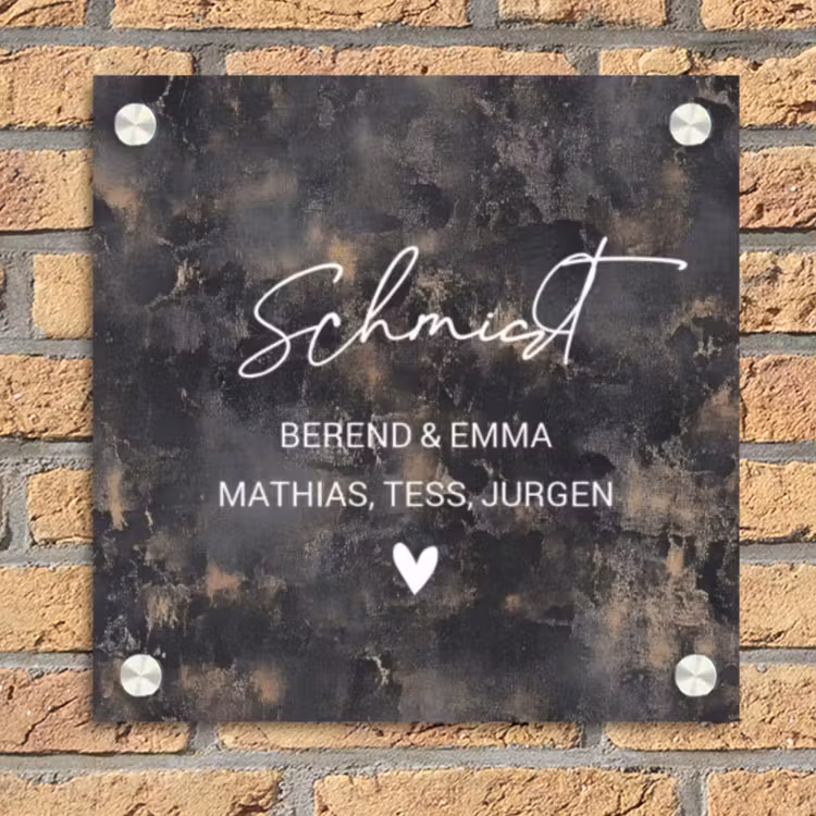 Verweerd metaal - Sierlijk Naambord Vierkant klein -sfeer1