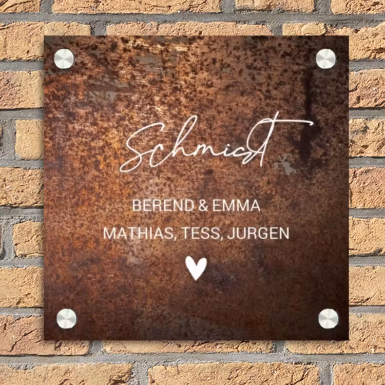 Verweerd metaal - Sierlijk Naambord Vierkant klein -sfeer1