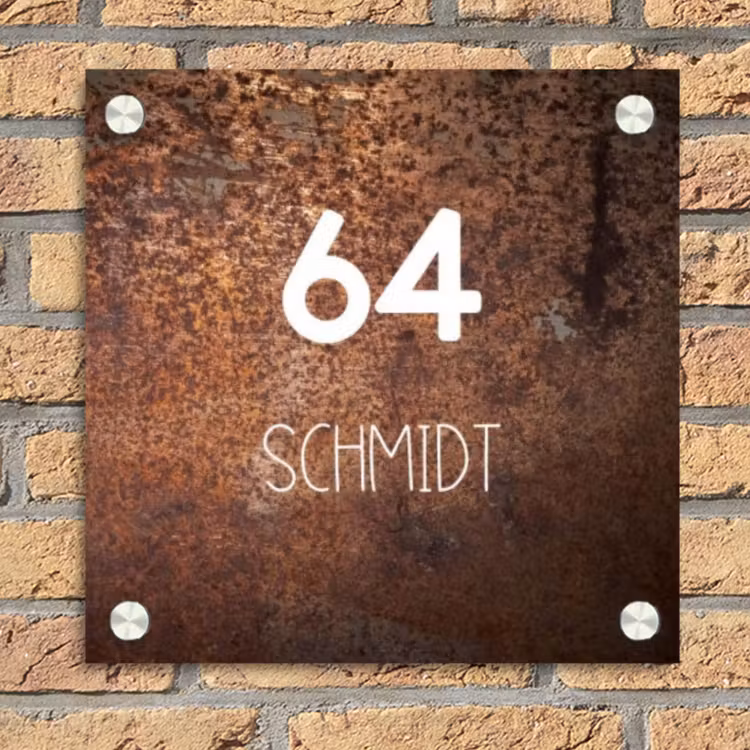 Verweerd metaal - Modern Naambord Vierkant klein -sfeer1