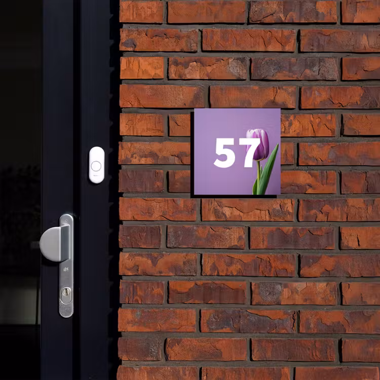 Paarse tulp - Traditioneel Naambord Vierkant klein -sfeer1-XS