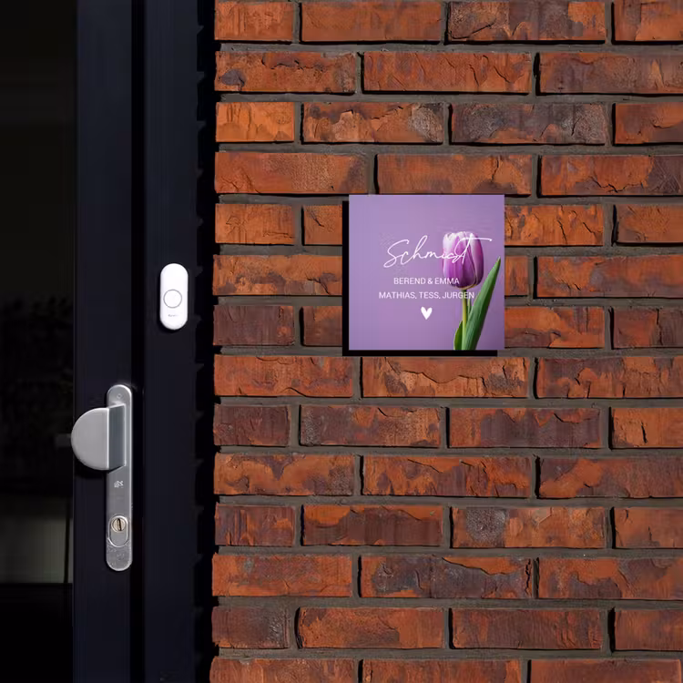 Paarse tulp - Sierlijk Naambord Vierkant klein -sfeer1-XS