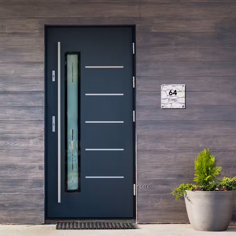 Witte - Natuurstenen - Modern Naambord Vierkant klein -sfeer11-XS