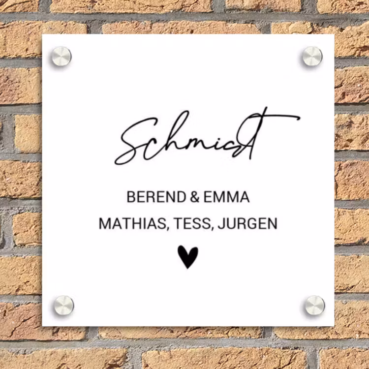 Wit vlak - Sierlijk Naambord Vierkant klein -sfeer1