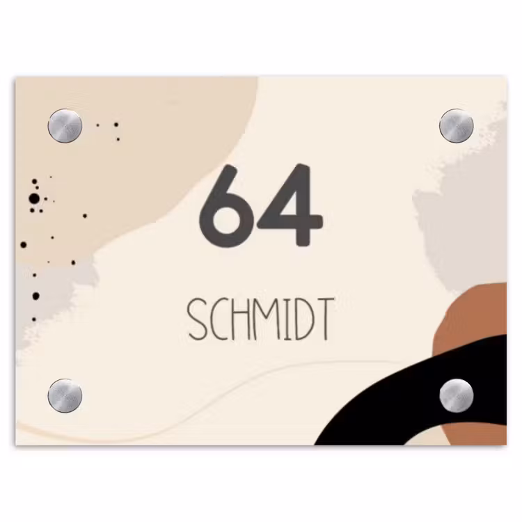 Abstract - Verfspetters - Modern Naambord Rechthoek middel -3d