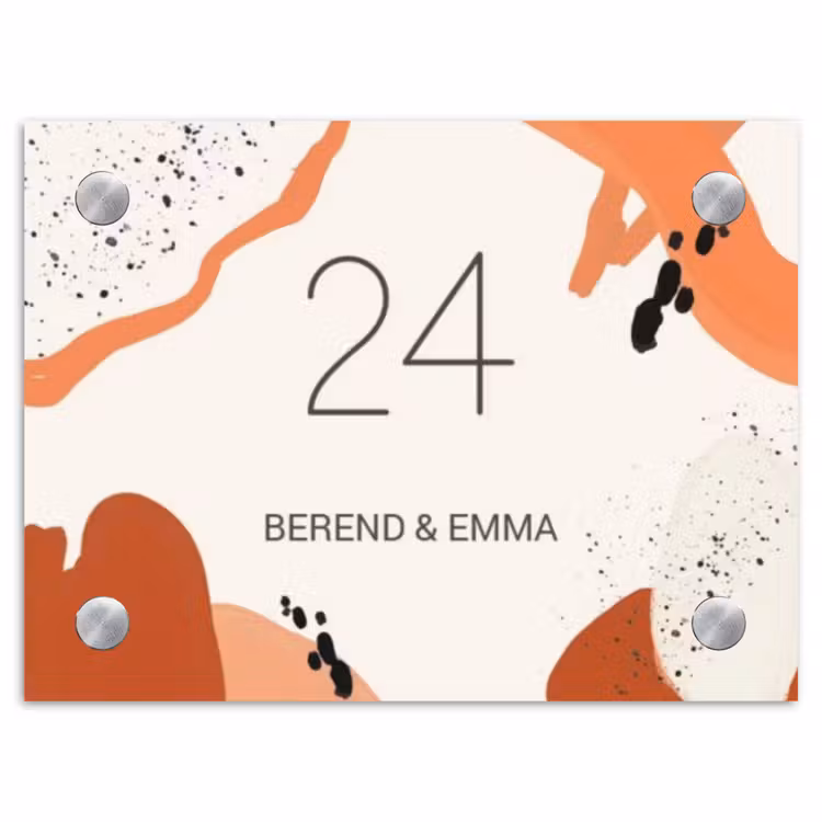Abstract oranje - Klassiek Naambord Rechthoek middel -3d
