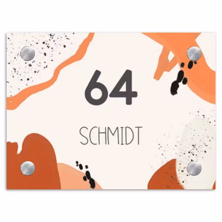 Abstract oranje - Modern Naambord Rechthoek middel -3d