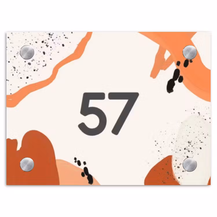 Abstract oranje - Traditioneel Naambord Rechthoek middel -3d
