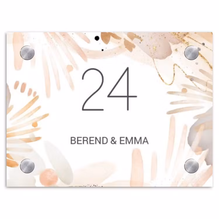 Abstract beige - Klassiek Naambord Rechthoek middel -3d