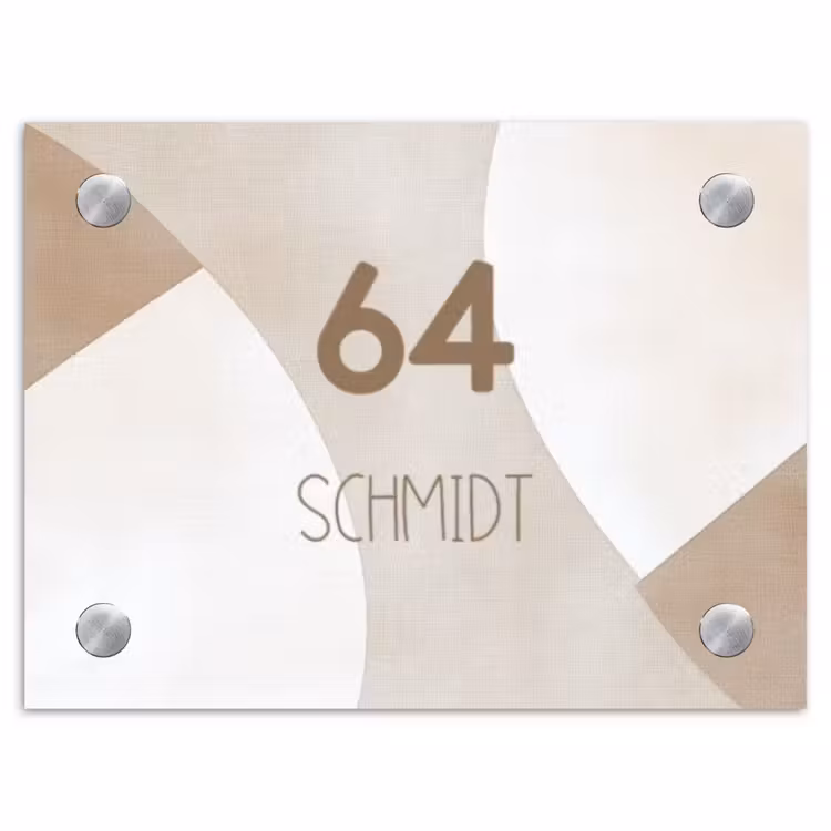 Abstract beige - Modern Naambord Rechthoek middel -3d