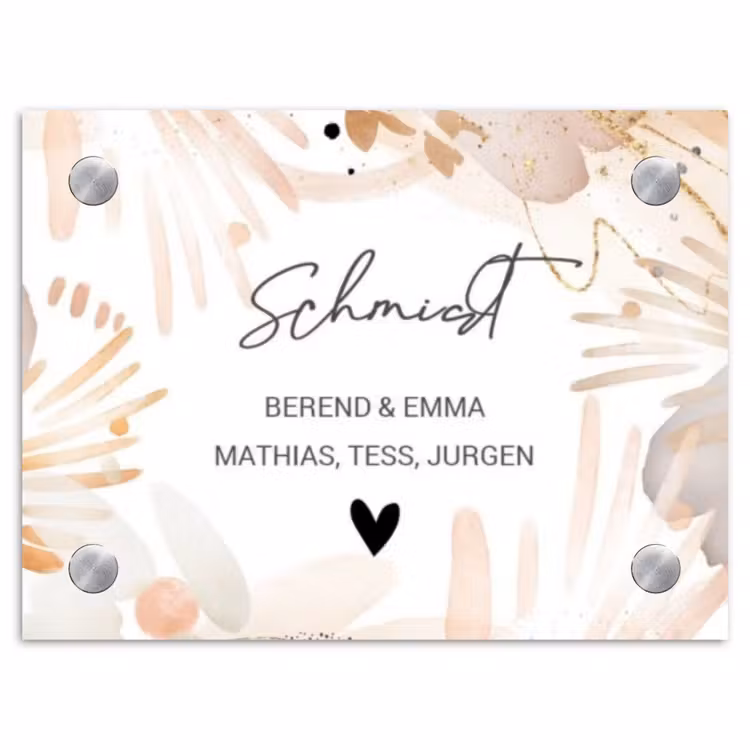 Abstract beige - Sierlijk Naambord Rechthoek middel -3d