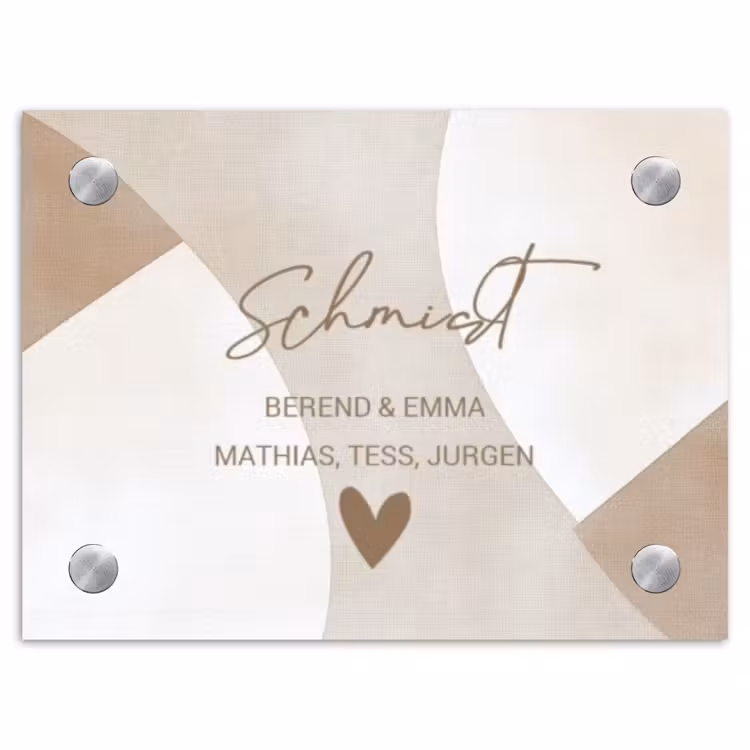 Abstract beige - Sierlijk Naambord Rechthoek middel -3d