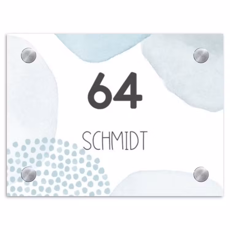 Abstract blauw - Modern Naambord Rechthoek middel -3d