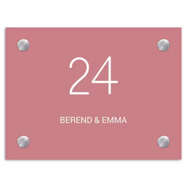 Oudroze - Klassiek Naambord Rechthoek middel -3d