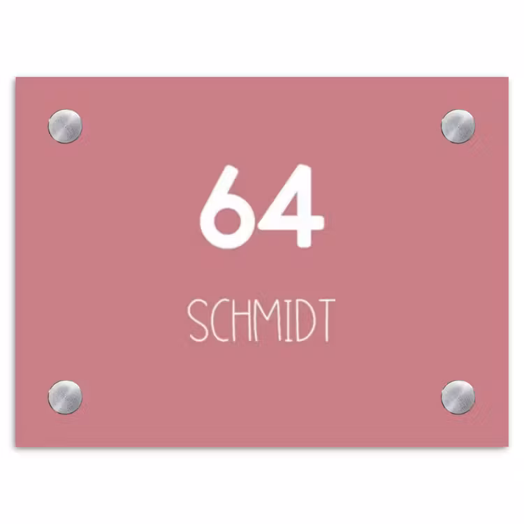 Oudroze - Modern Naambord Rechthoek middel -3d