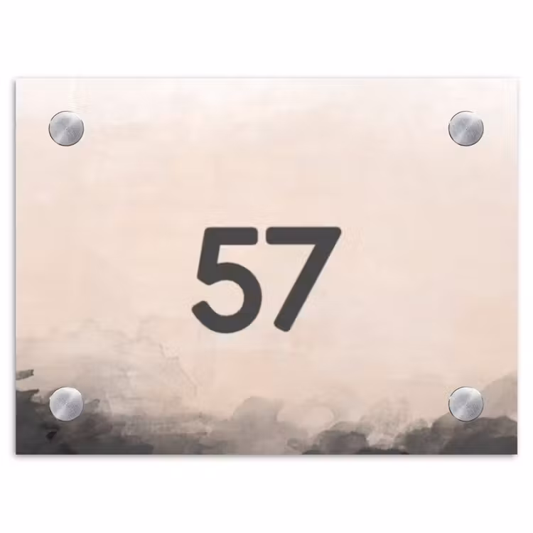 Aquarel - Beige - Traditioneel Naambord Rechthoek middel -3d