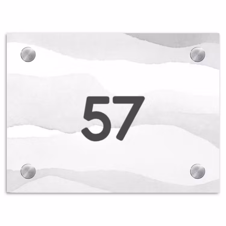 Aquarel - Grijs - Traditioneel Naambord Rechthoek middel -3d