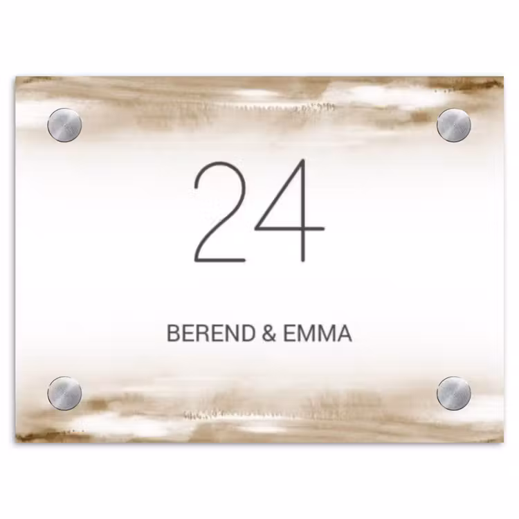 Aquarelachtergrond - Bruin - Klassiek Naambord Rechthoek middel -3d