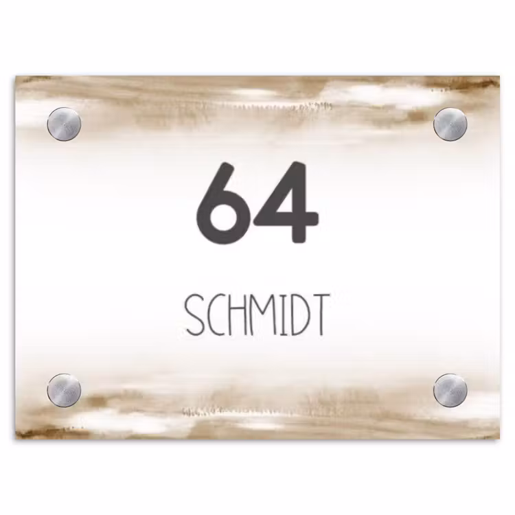 Aquarelachtergrond - Bruin - Modern Naambord Rechthoek middel -3d