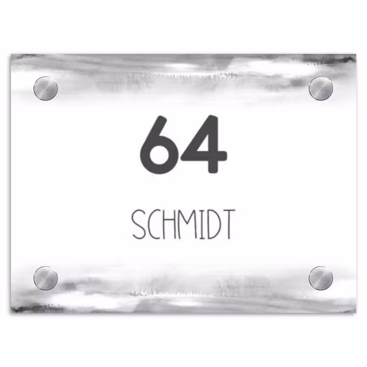 Aquarel - Zwart wit - Modern Naambord Rechthoek middel -3d
