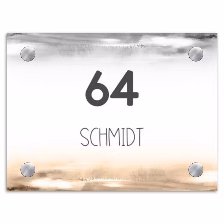 Aquarelachtergrond - Zwart beige - Modern Naambord Rechthoek middel -3d