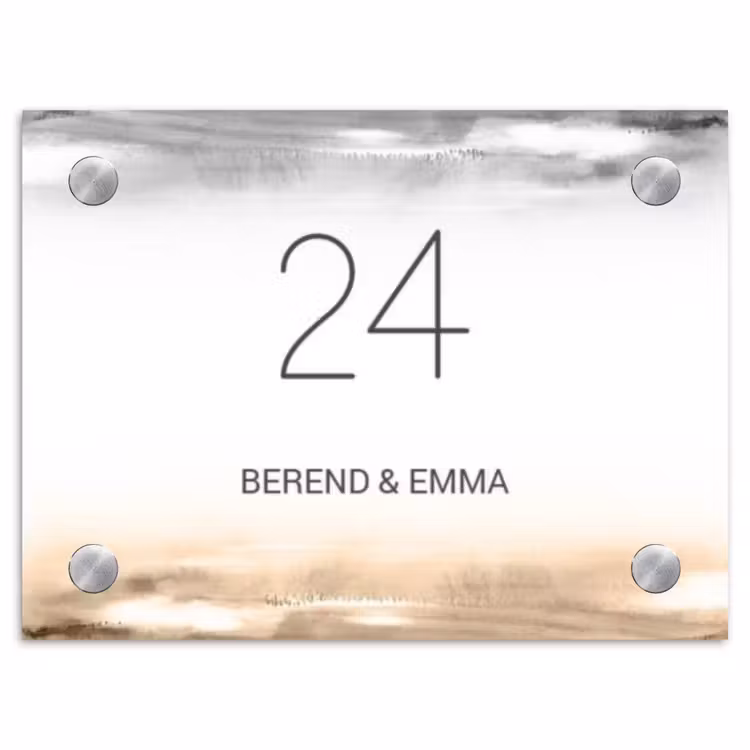 Aquarelachtergrond - Zwart beige - Klassiek Naambord Rechthoek middel -3d